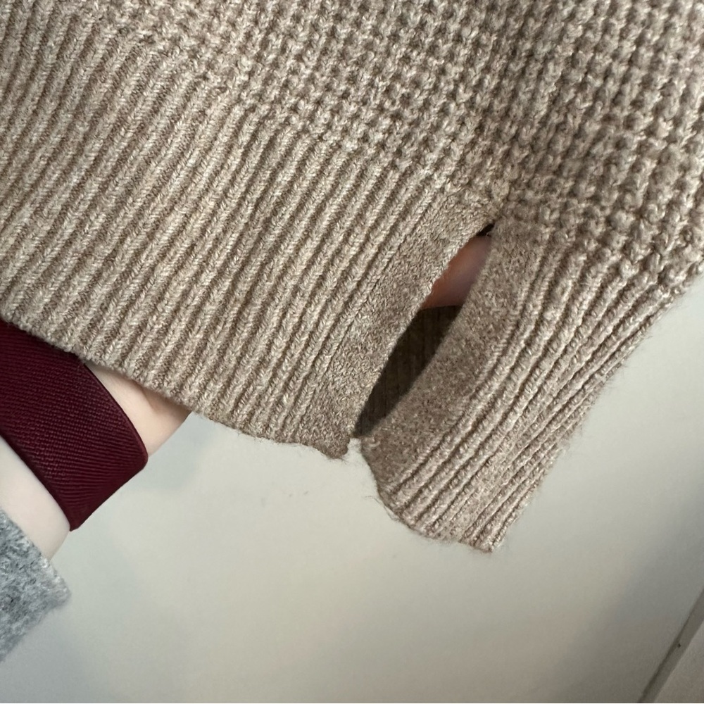 Aerie | Brown Waffle Knit Hooded Sweater Size Small - Picture 6 of 6